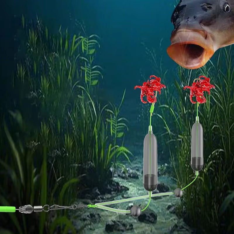 1Pcs 2 Hooks 5# 7# 9# 11# Fishing Hair Rigs Hook Iseni Hook Barb Carp Fishing Hook Ready-To-Use Four Size Carp Rigs Fishing Lure